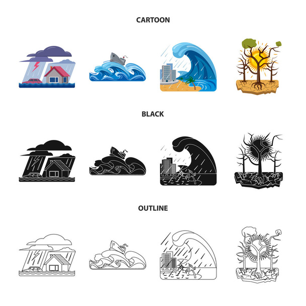 Isolated object of natural and disaster sign. Collection of natural and risk vector icon for stock. - Vector, Image