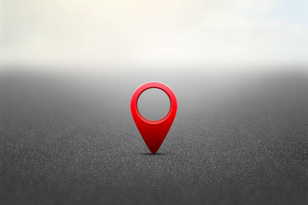 roter GPS-Stift auf Asphalt Autobahn Hintergrund - Foto, Bild