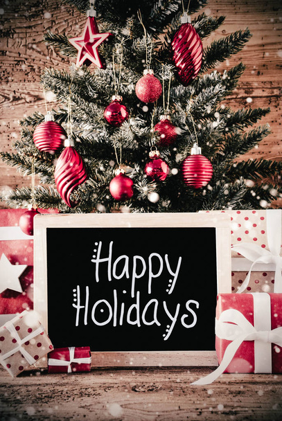 Vertical Tree, Christmas Gifts, Calligraphy Happy Holidays - Fotó, kép
