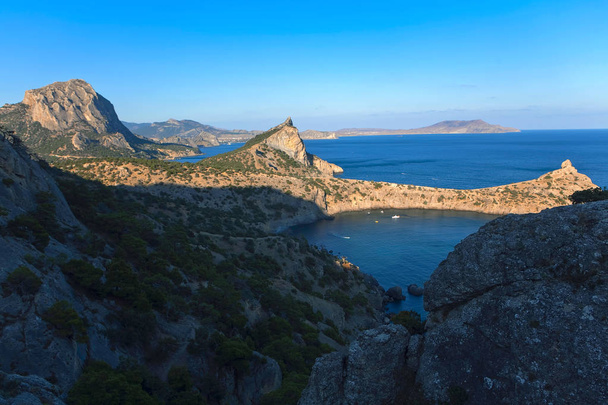 Scenery of Black Sea and mountains  in Crimea near Novy Svet town - Photo, Image