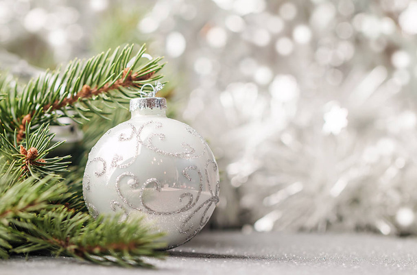 Silver Christmas background - Foto, afbeelding
