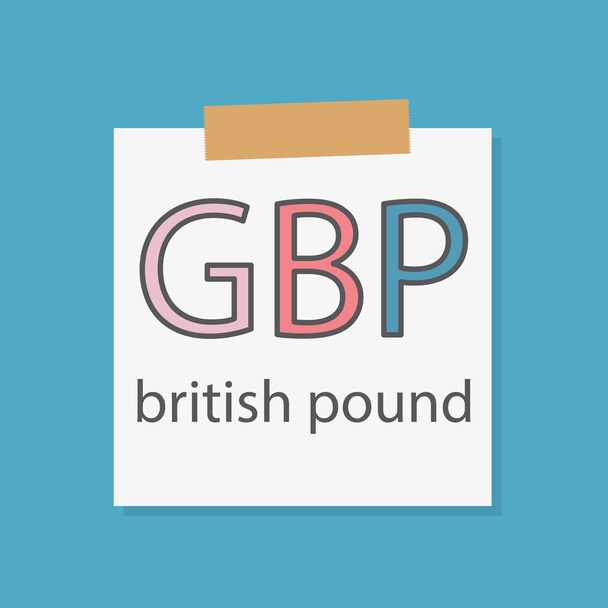 GBP λίρα Αγγλίας γραμμένο σε ένα σημειωματάριο χαρτί-διανυσματικά εικονογράφηση - Διάνυσμα, εικόνα