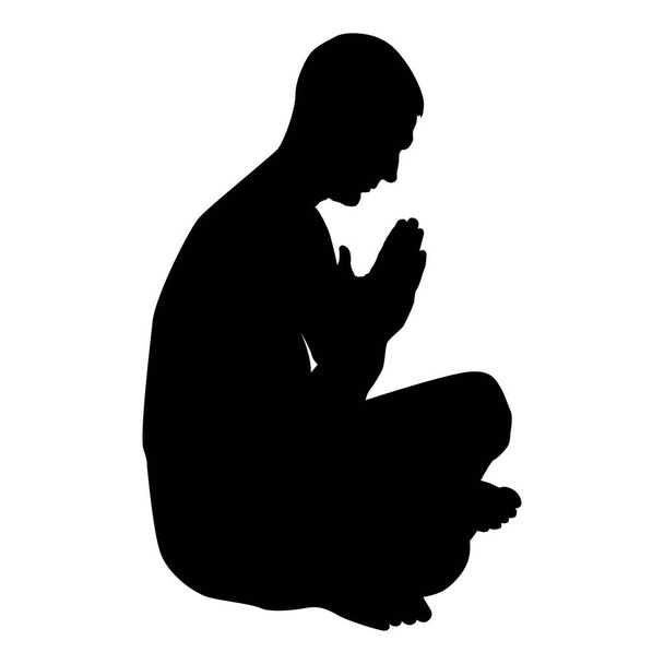 Чоловік молиться силует значок чорного кольору Векторні ілюстрації плоский стиль простого зображення
 - Вектор, зображення