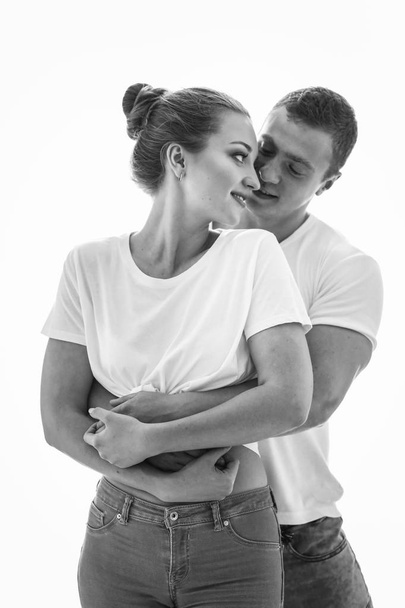 Sex couple. Young lovers. People in love. black and white photos sexy couple. - 写真・画像