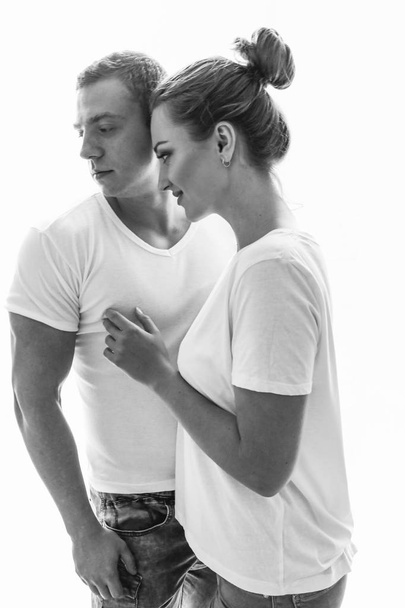 Sexy couple. Young lovers. People in love. black and white photos sexy couple. - 写真・画像