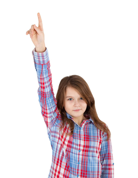 child pointing up isolated on white - Fotografie, Obrázek