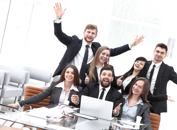 portrait of happy professional business team near Desk, office - Fotó, kép