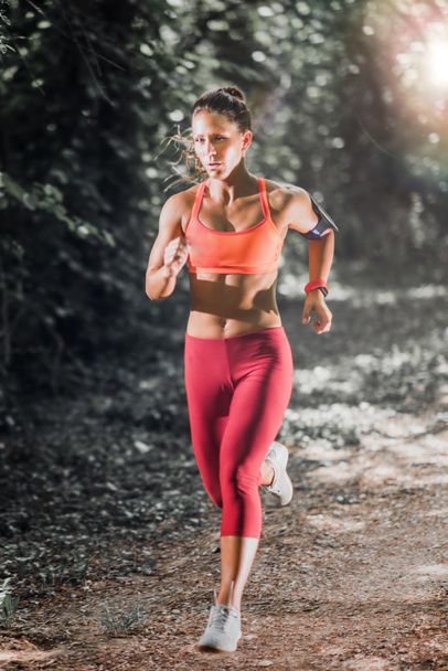 Giovane atleta donna che fa jogging nel parco
 - Foto, immagini