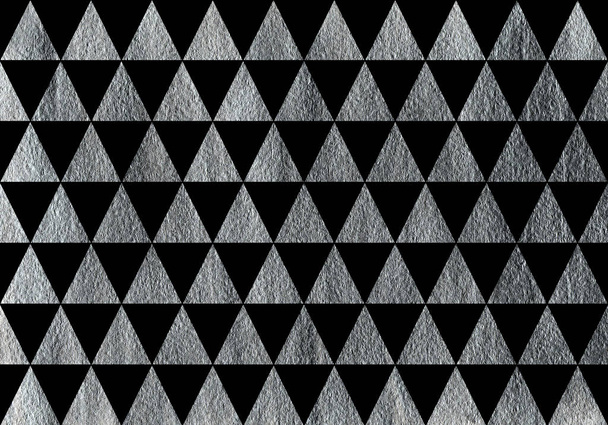 Silver painted triangle pattern. Silver shining texture. Silver paint - Photo, Image