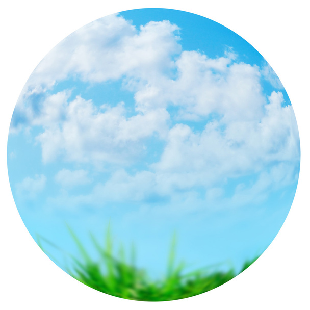 Green grass against a blue sunny sky - Foto, Bild