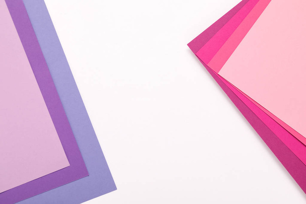 colored pink paper texture minimalism background. pink and lilac paper sheets. - Photo, Image