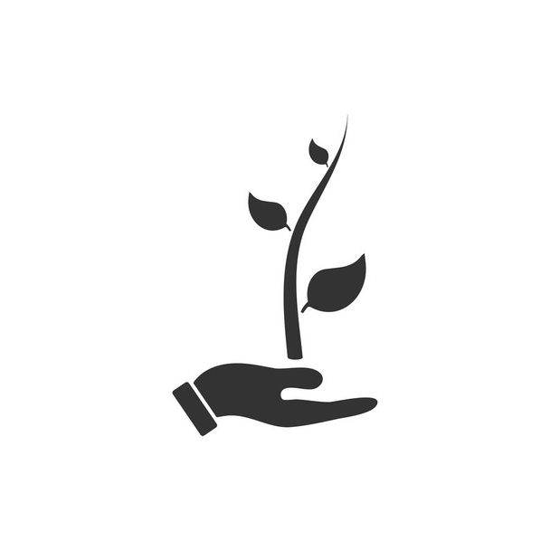 Planta en la mano icono plano
 - Vector, imagen