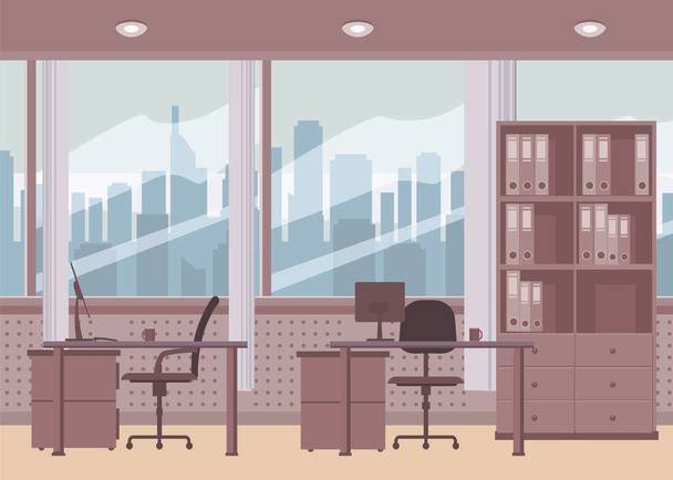 Современный интерьер офиса. Векторный мультипликационный стиль, иллюстрация, изолированный
 - Вектор,изображение