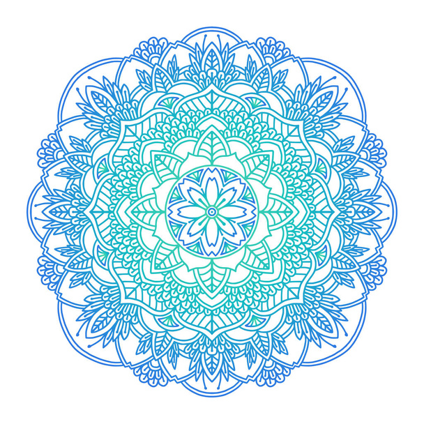 Gradient mandala. Circle ethnic ornament. Hand drawn traditional indian round element. Spiritual meditation yoga henna theme. Unique print. Template for design. - Vektor, Bild