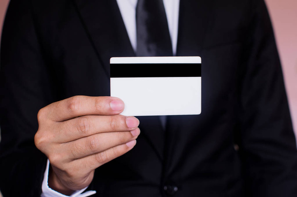 Business Checking the transfer payment With holding a credit card - Fotó, kép