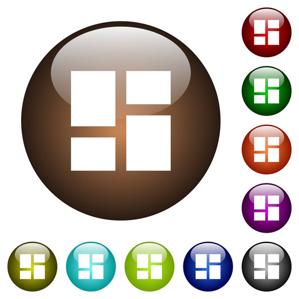 Panneaux de tableau de bord admin icônes blanches sur des boutons ronds en verre de couleur
 - Vecteur, image