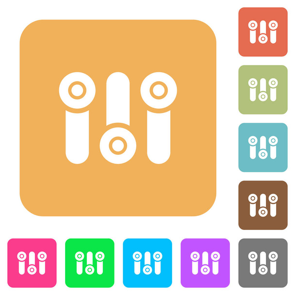 Control panel flat icons on rounded square vivid color backgrounds. - Vector, Image