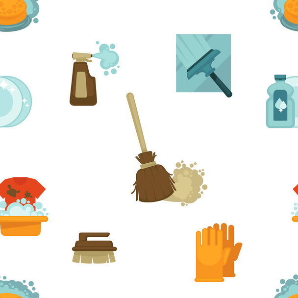 Cleaning service, tools and instruments seamless pattern  - Vector, Image