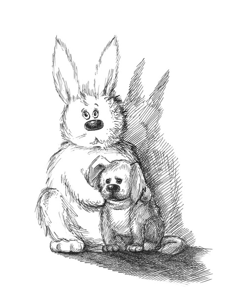 królik i pies - Zdjęcie, obraz