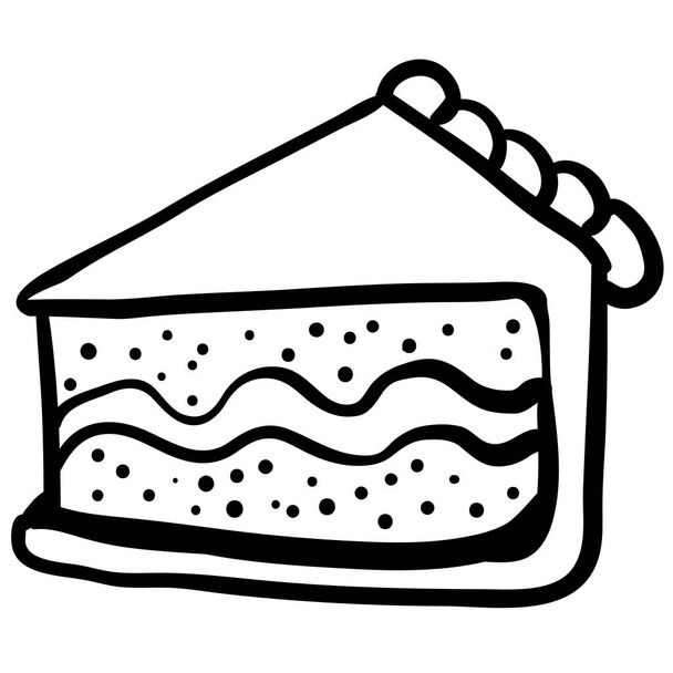 blanco y negro pedazo de pastel de dibujos animados
 - Vector, imagen