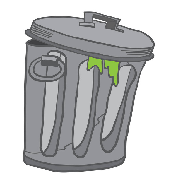 garbage can cartoon illustration - Vector, Image