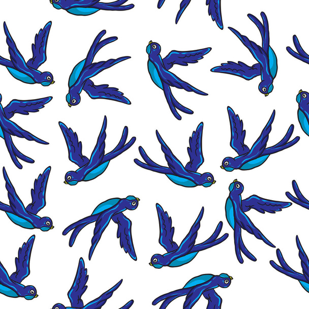 Blaues Vogel nahtloses Muster - Vektor, Bild
