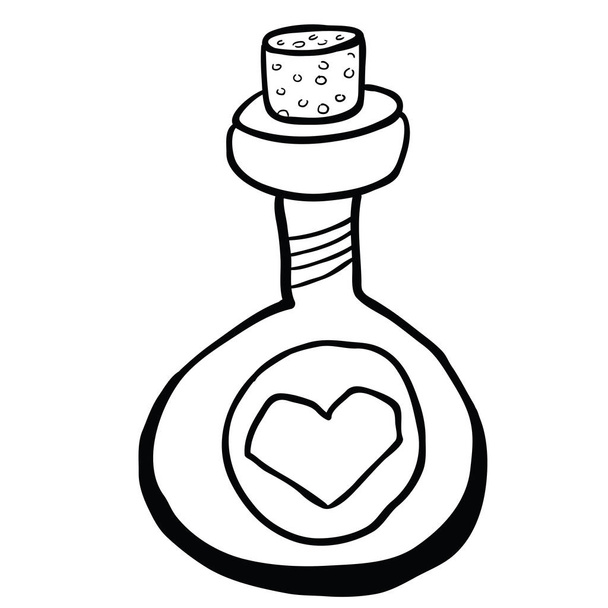 Love potion butelka ilustracja kreskówka na białym tle - Wektor, obraz