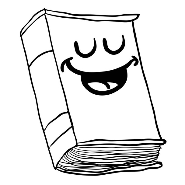 μαύρο και άσπρο ευτυχισμένος παλιά καρτούν εικονογράφηση βιβλίων απομονωθεί σε λευκό - Διάνυσμα, εικόνα