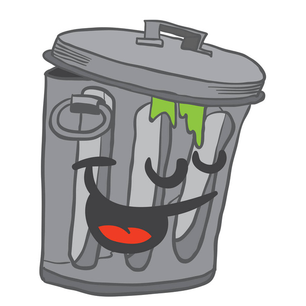 ilustración de dibujos animados cubo de basura feliz
 - Vector, imagen
