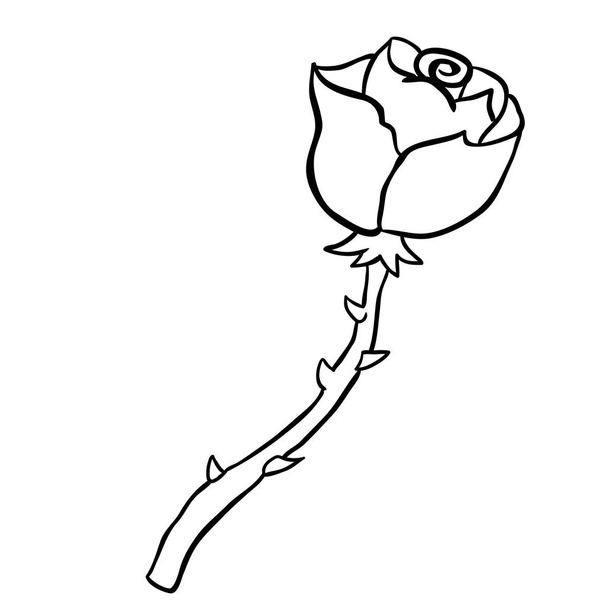 einfache schwarz-weiße freihändig gezeichnete Karikatur Rose - Vektor, Bild