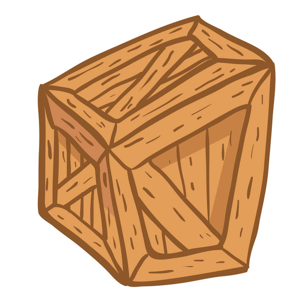 wooden box cartoon doodle - Vector, Image