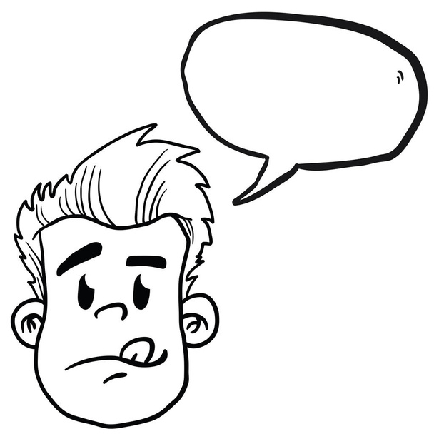hombre cara con lengua hacia fuera ilustración de dibujos animados aislados en blanco
 - Vector, imagen