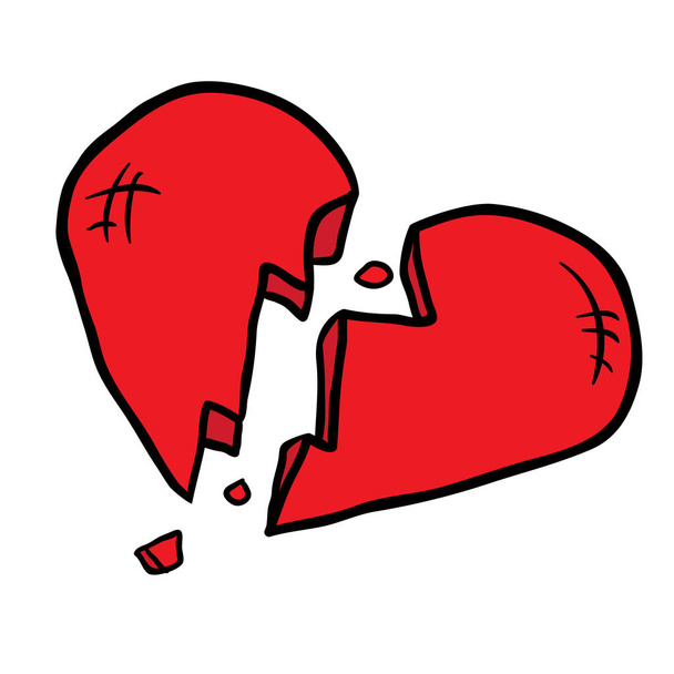 broken heart cartoon illustration isolated on white - Vector, Image