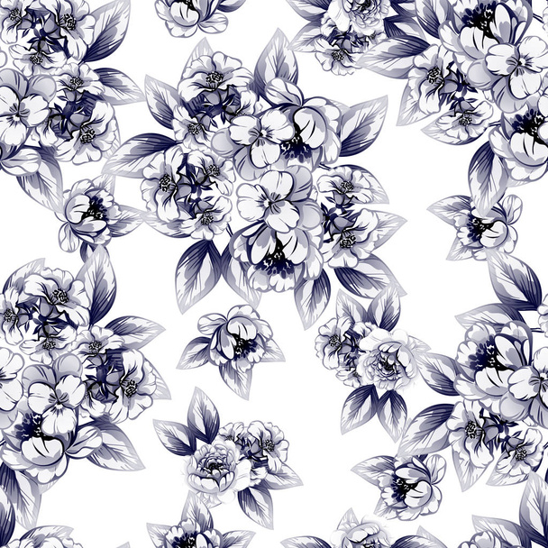 Seamless vintage style monochrome colored flower pattern. Floral elements. - Вектор, зображення