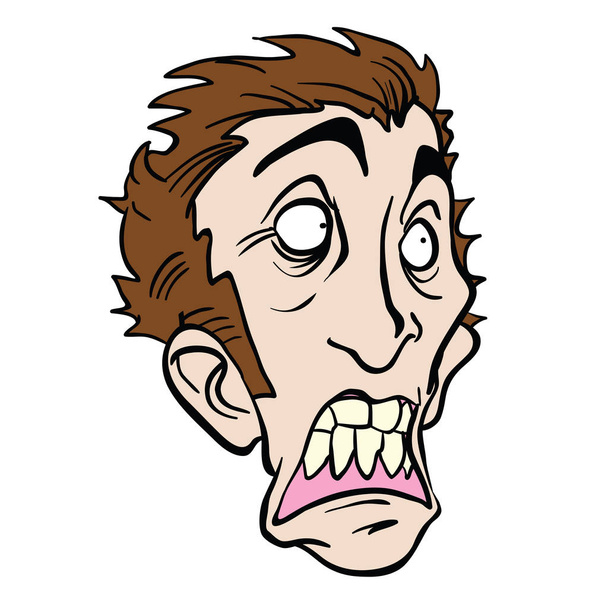 φοβισμένος άνθρωπος κεφάλι καρτούν εικονογράφηση απομονωθεί σε λευκό - Διάνυσμα, εικόνα
