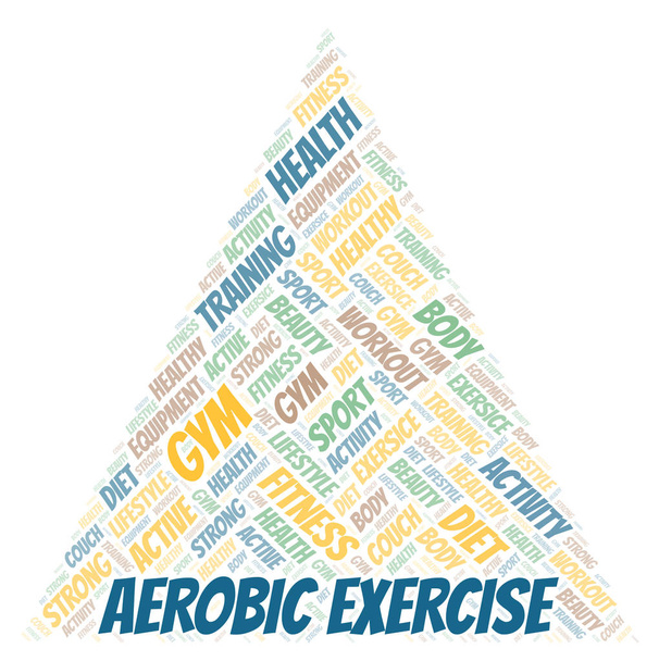 Aerobic Exercise word cloud. Wordcloud made with text only. - Photo, Image