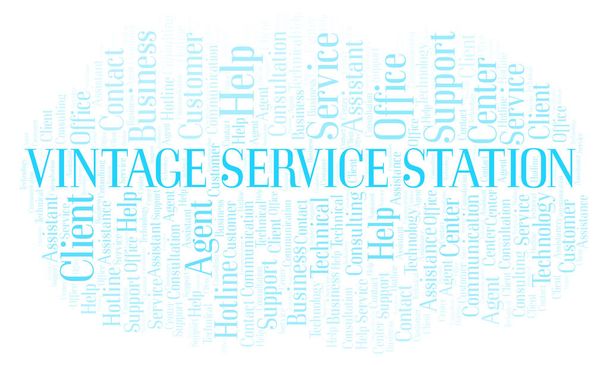 Vintage Service Station word cloud. Wordcloud made with text only. - Фото, изображение