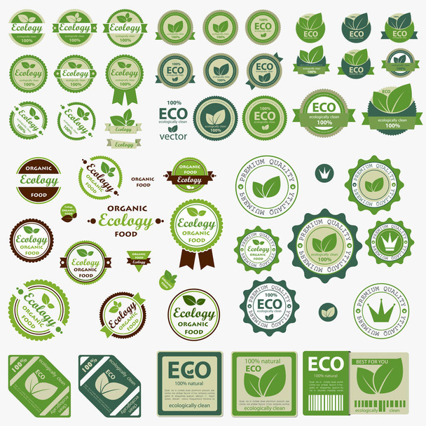 Grand ensemble de labels Eco au design vintage rétro. Vecteur
 - Vecteur, image