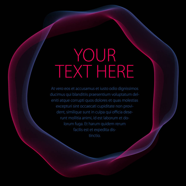 Flowing smooth linear frame in a shape of circle. Vector abstract artistic beautiful background with copy space for text.  Isolated over black background. - Vector, Imagen