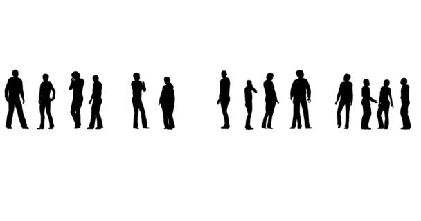 People silhouettes stand on white - Footage, Video