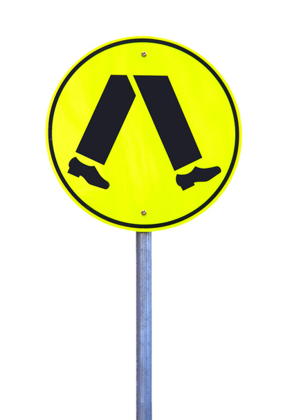 Yellow Pedestrian Crossing Sign - Photo, Image