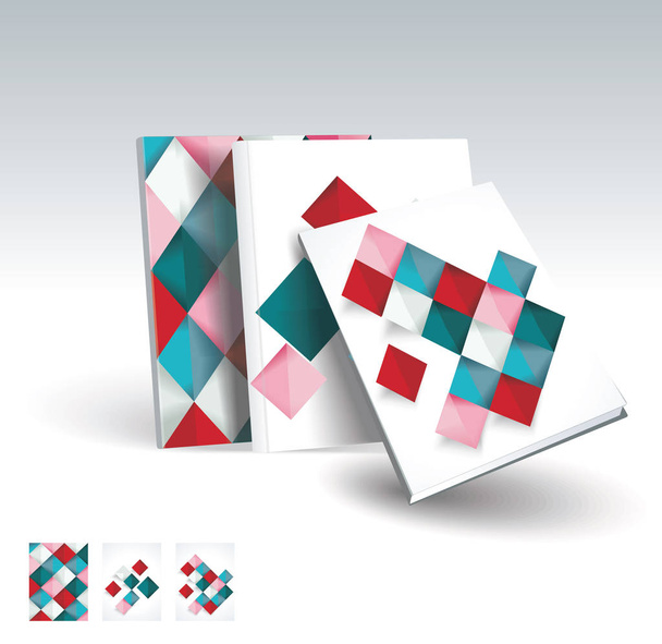 Vector design of business brochure, magazine, flyer template with geometric rhombus background. - Vektor, Bild