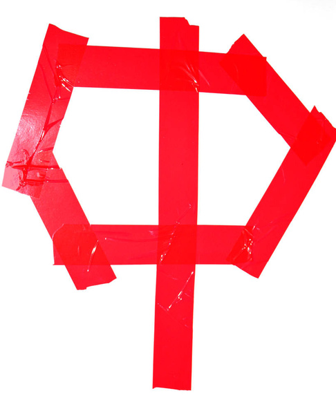 Kyrillinen kirjain f symboli valmistettu eristävä nauha kappaletta, eristetty valkoisella pohjalla
 - Valokuva, kuva