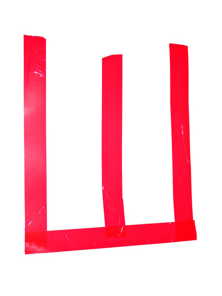 Symbolem Sh litery cyrylicy wykonanej z izolującego kawałki taśmy, izolowana na białym tle - Zdjęcie, obraz
