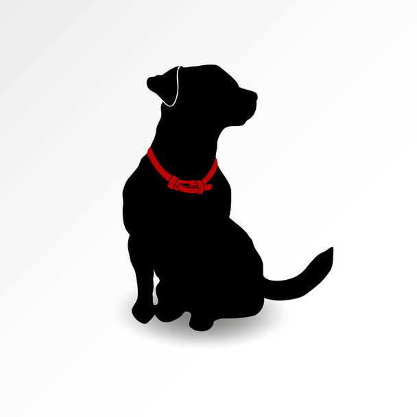Silhouette of a sitting dog looking up. Jack russell terrier sniffs the air. Vector illustration. - Vector, Image