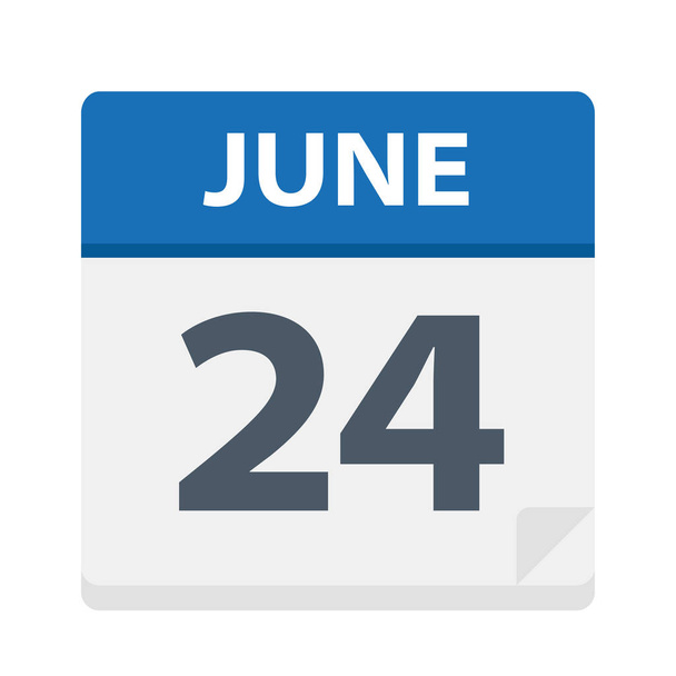 June 24 - Calendar Icon - Vector Illustration - Vector, Image
