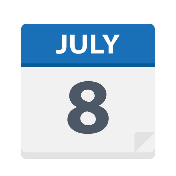 July 8 - Calendar Icon - Vector Illustration - Vector, Image