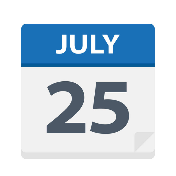 July 25 - Calendar Icon - Vector Illustration - Vector, Imagen