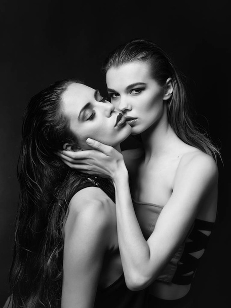 Lesbian couple of two sexy women hugging - Zdjęcie, obraz
