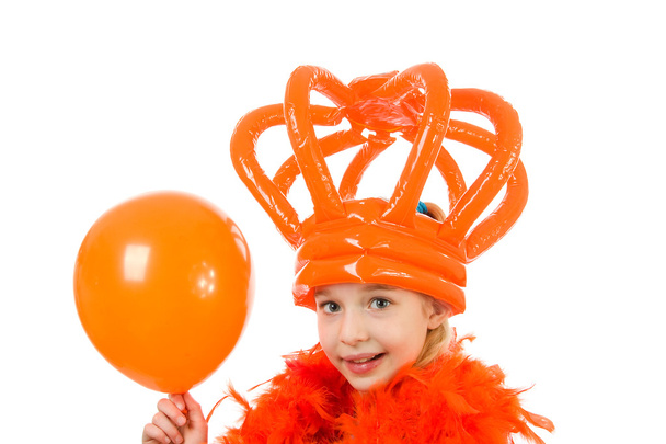 Girl is posing in orange outfit - Foto, Imagen